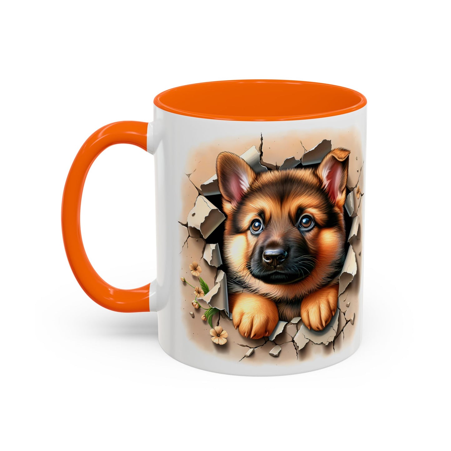 🐾☕ German Shepherd Puppy Peek Accent Mug – Loyal Pup Lover Gift ✨🖤