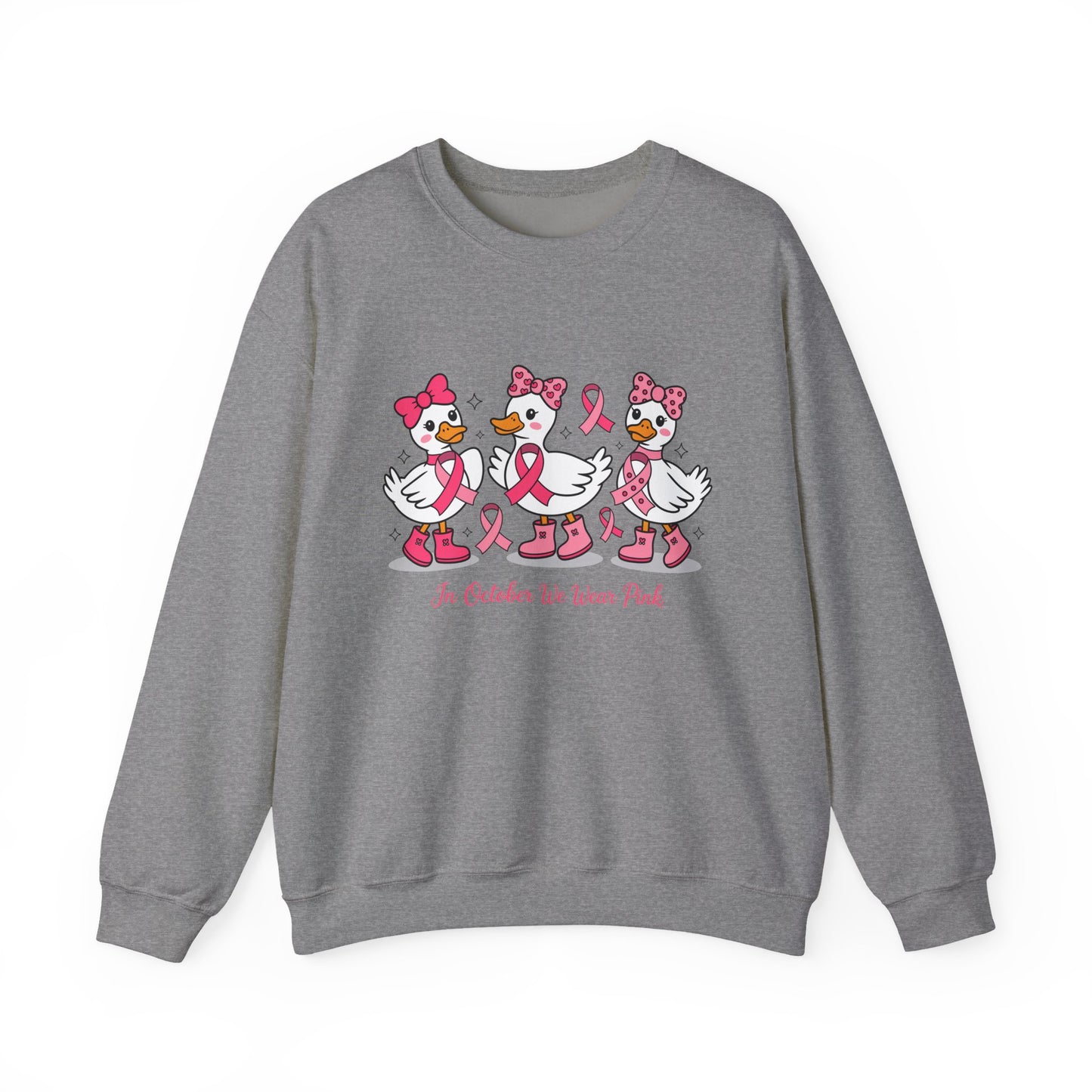 🎀🦆 In October We Wear Pink Duck Sweatshirt – Cute & Courageous Support 💗