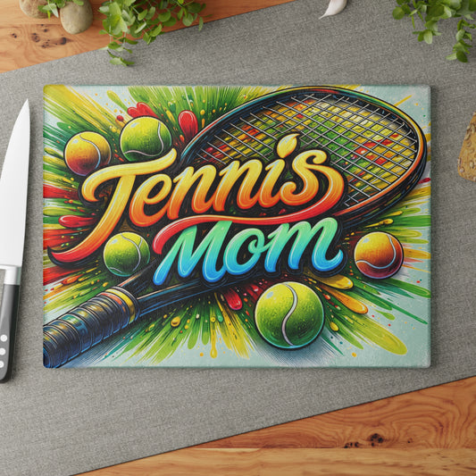 Tennis Mom Cutting Board – Colorful Splash for Your Kitchen