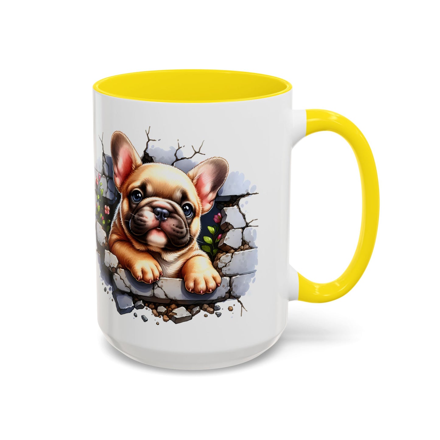 🐾☕ Tan French Bulldog Puppy Accent Mug – Sweet Peek-Through Pup Design ✨
