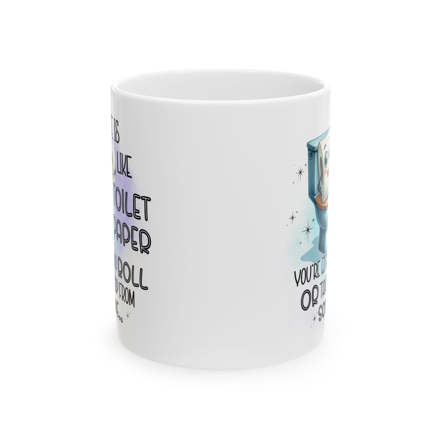 Taza de café "La vida es como el papel higiénico": humor de baño divertidísimo en cada sorbo