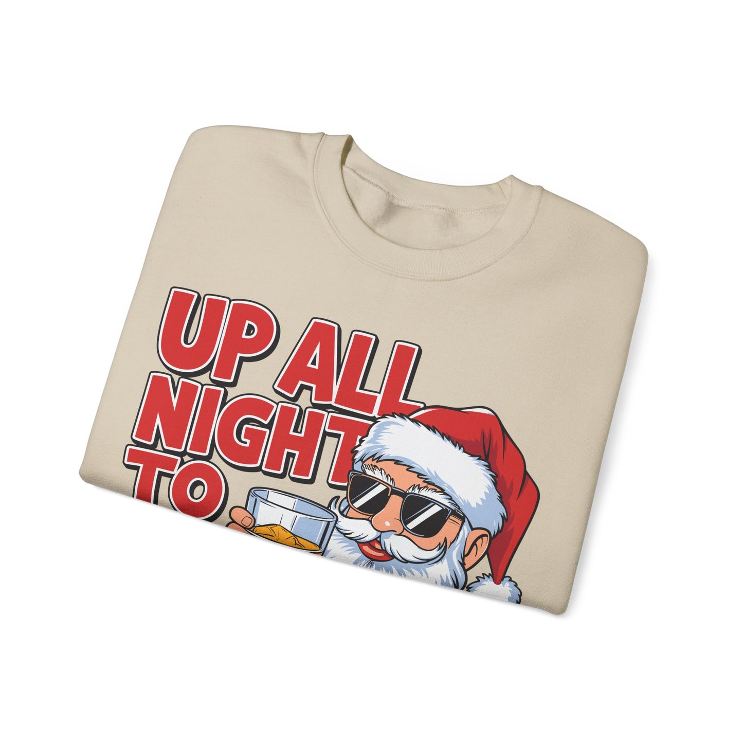 🎅🥃 Up All Night To Get Lucky Sweatshirt – Funny Santa Holiday Pullover for Men