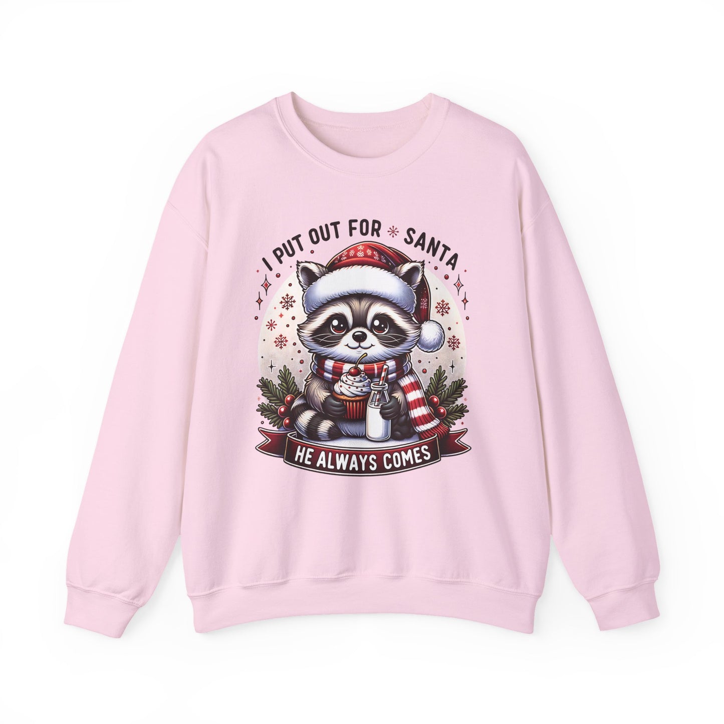 🎄🦝 “Naughty Raccoon Cocoa” Christmas Crewneck – Cute, Cozy & A Little Cheeky