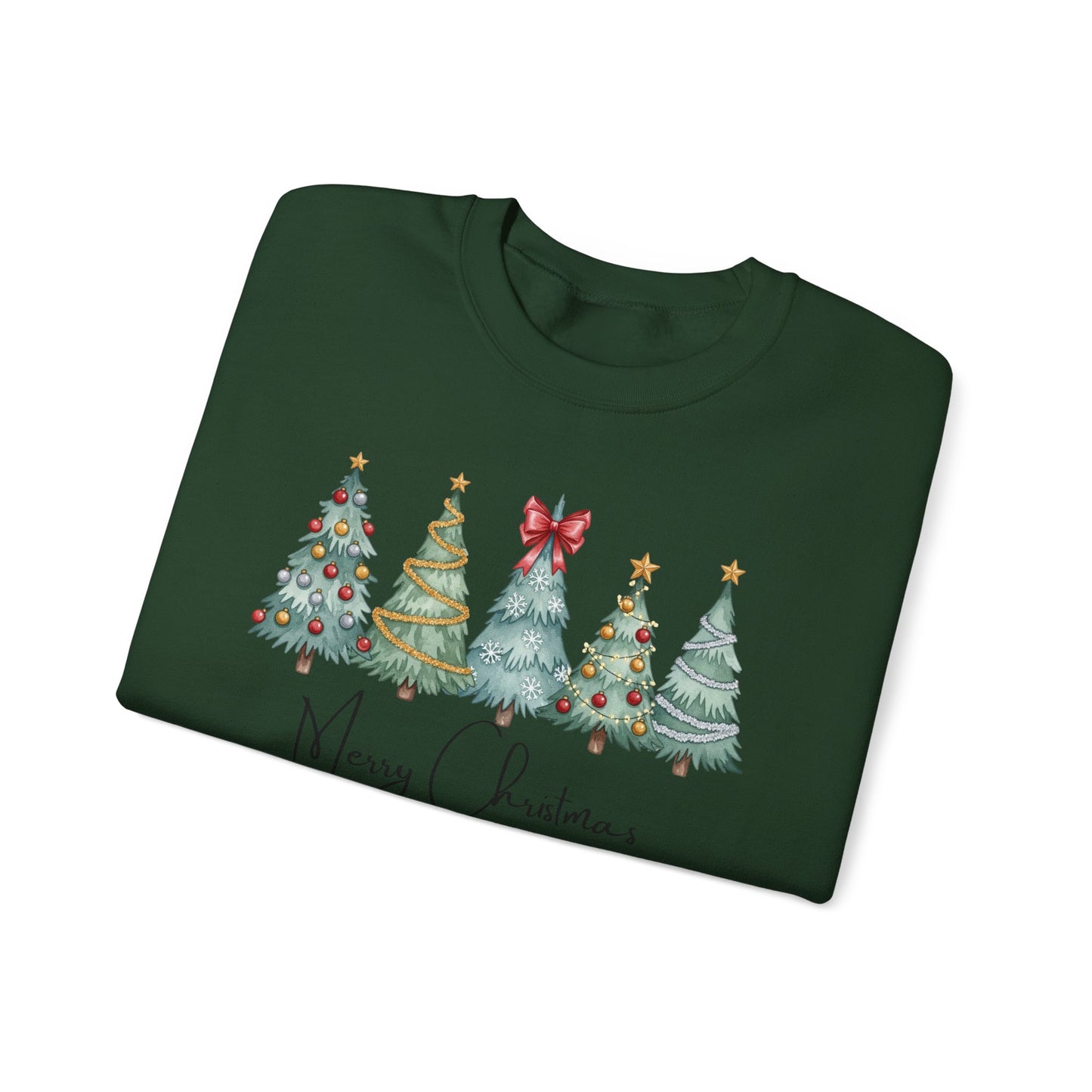 🎄✨ Merry Christmas Trees Sweatshirt – Bold Patterns & Festive Cheer