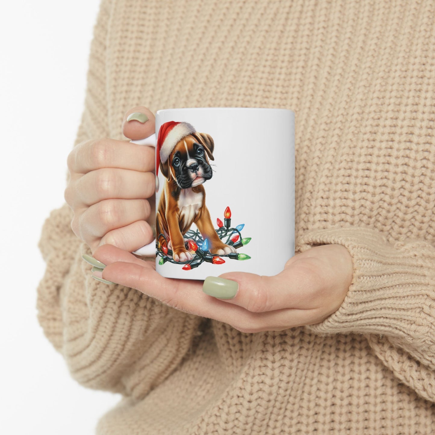 🐾 Boxer Christmas Lights Mug – Festive Cheer for Dog Lovers 🎄