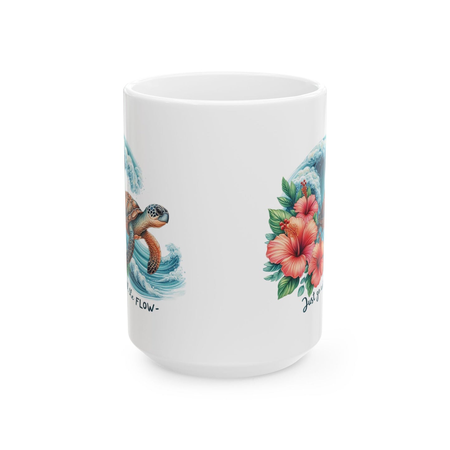 🌊 Just Go with the Flow – Beautiful Sea Turtle Coffee Mug for Ocean Lovers 🐢