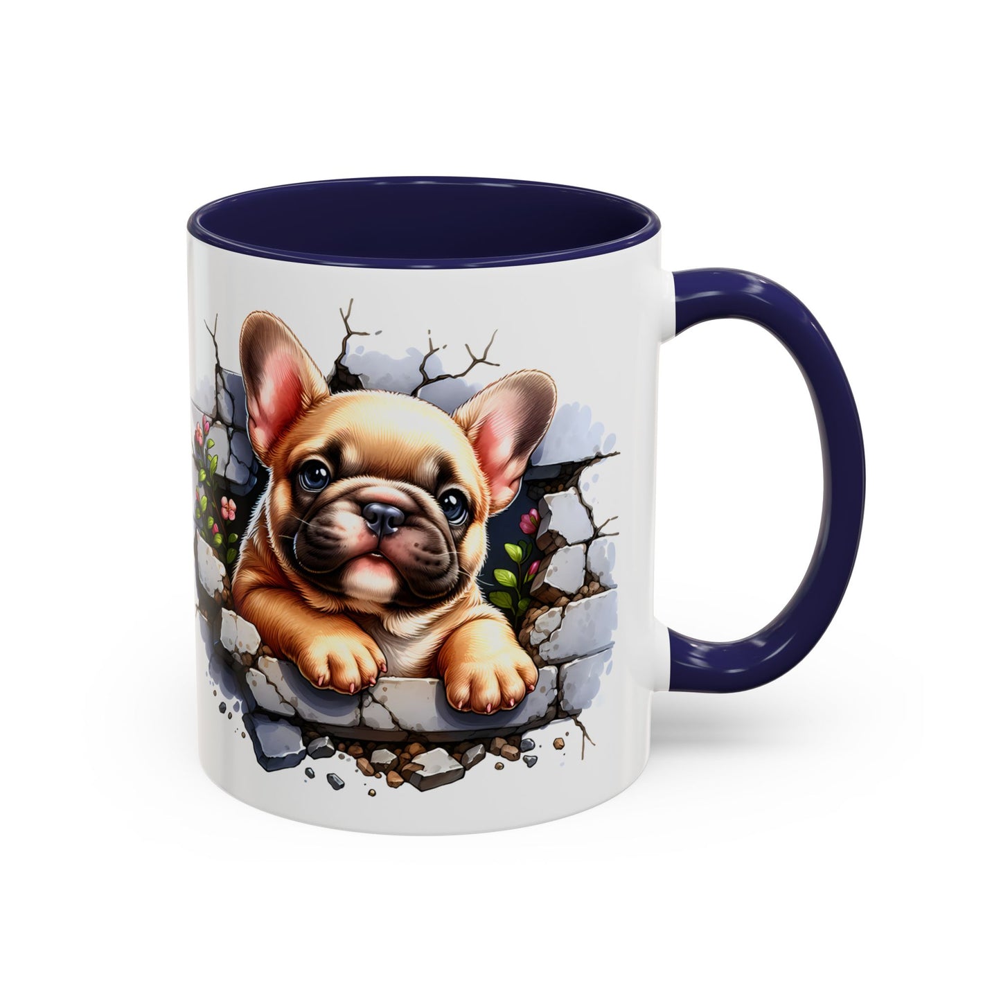 🐾☕ Tan French Bulldog Puppy Accent Mug – Sweet Peek-Through Pup Design ✨