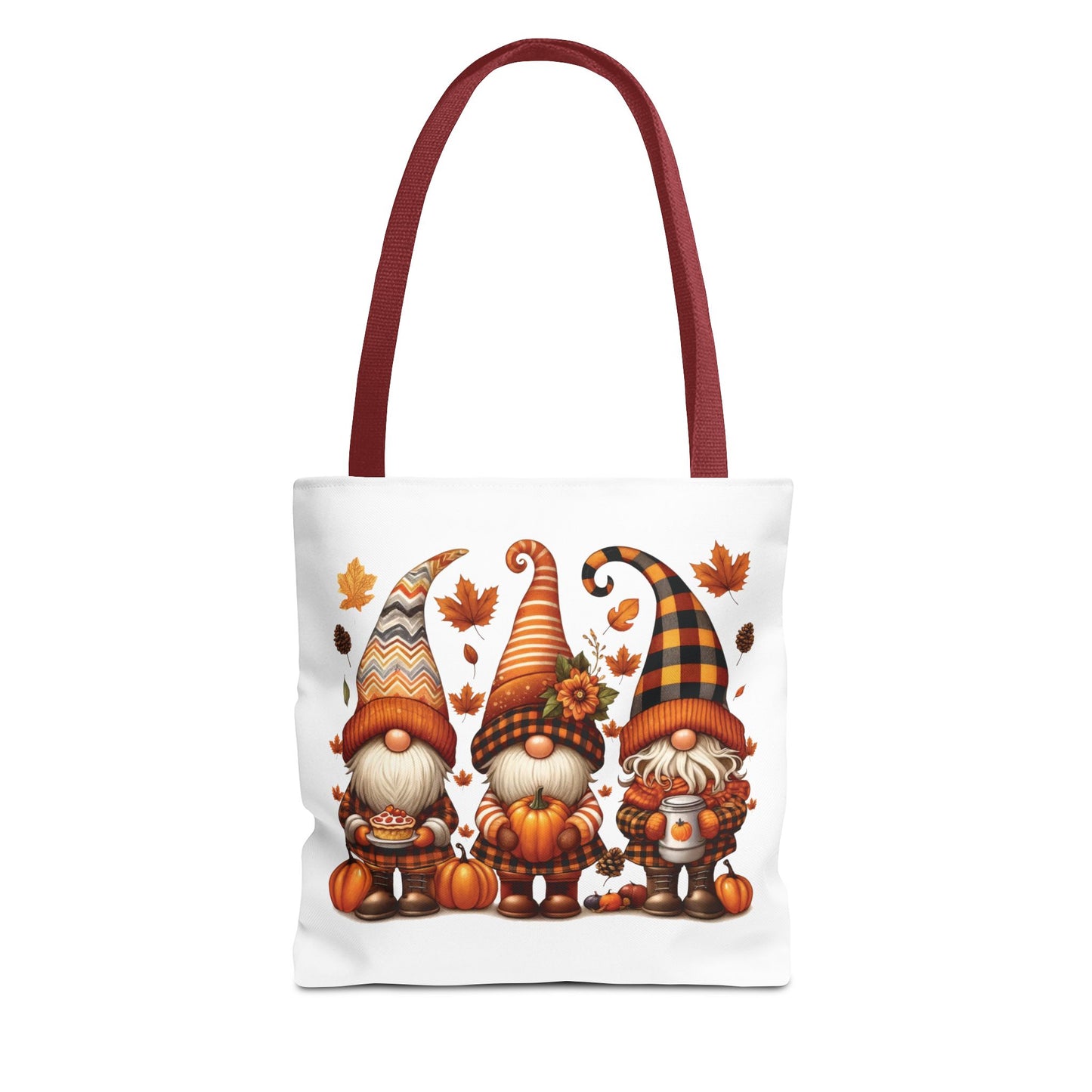 🍁 Autumn Gnome Trio Tote Bag – Cozy Fall Charm with Pumpkin Spice Magic