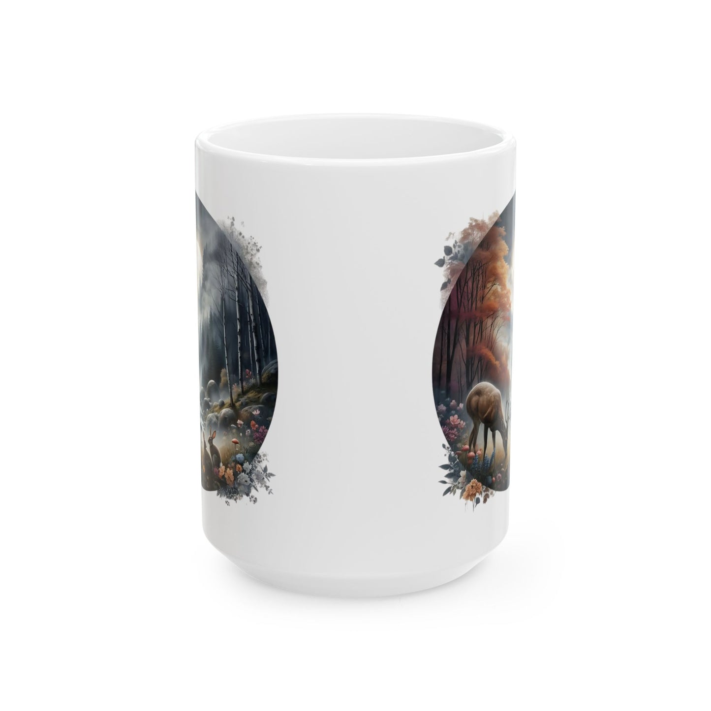 🦌🌲 Deer Forest Mug – Rustic Wildlife Coffee Cup ☕🍂