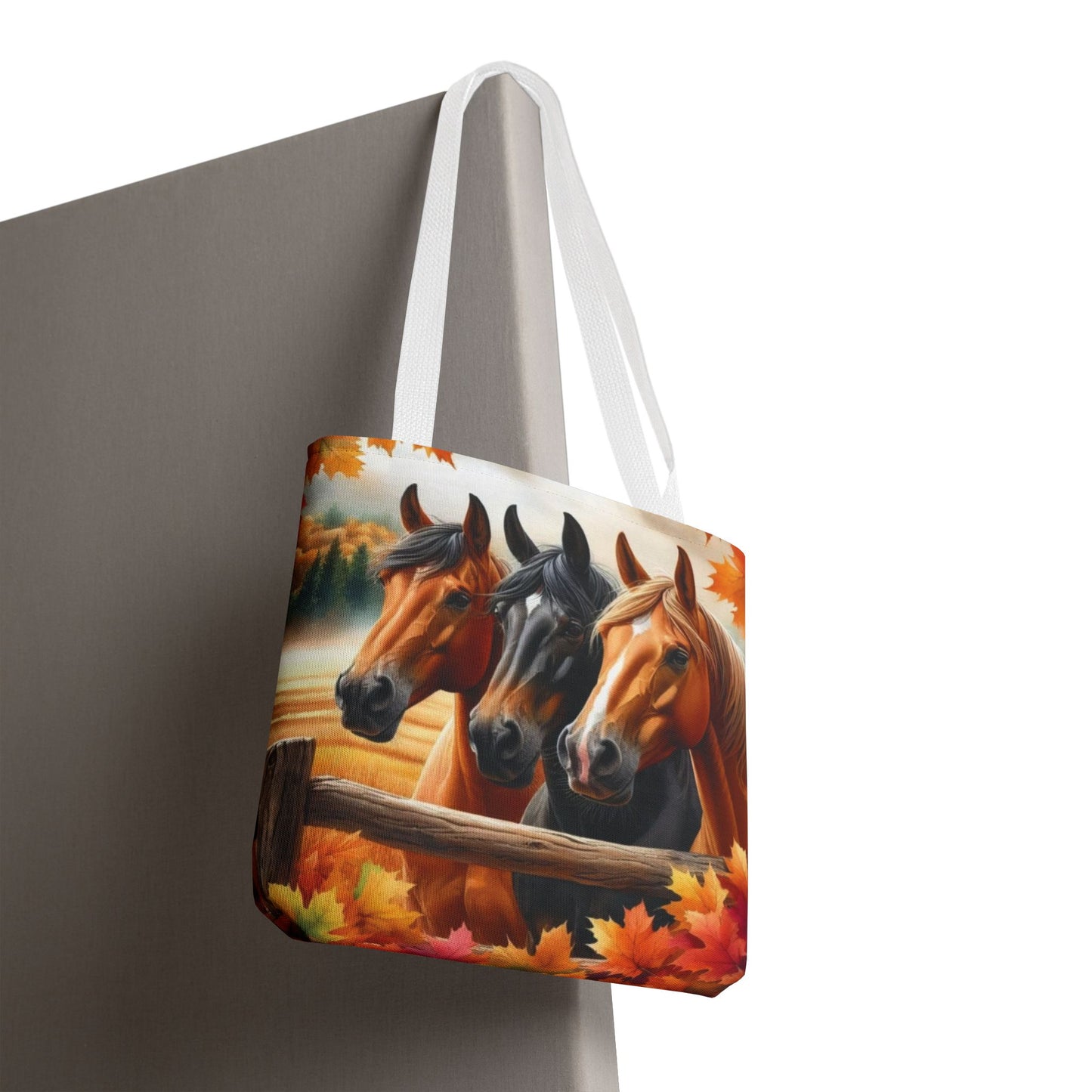 🐴 Autumn Horse Trio Tote Bag – Rustic, Stylish & Practical 🍂