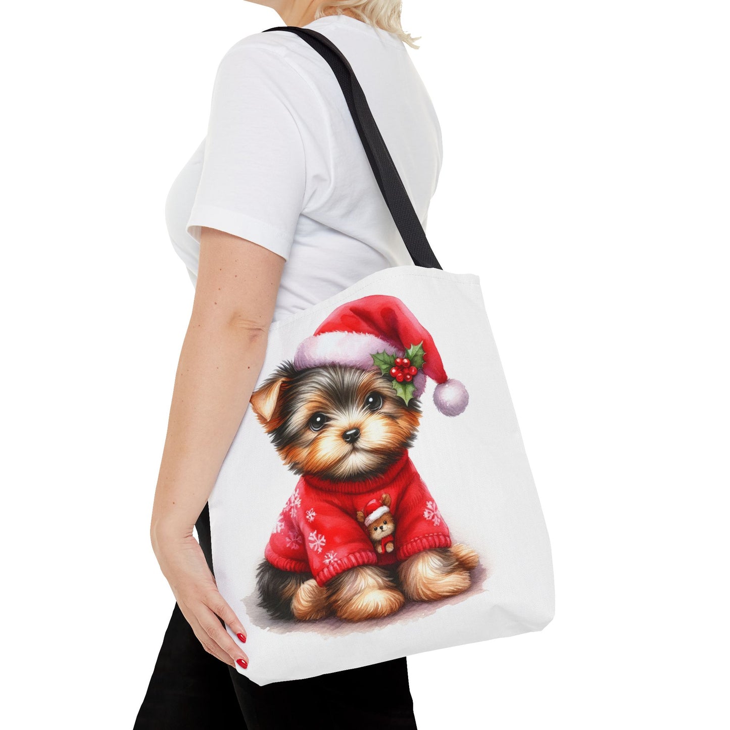 🎄 Santa Yorkie Christmas Tote Bag – Holiday Cheer in Every Stitch 🐾