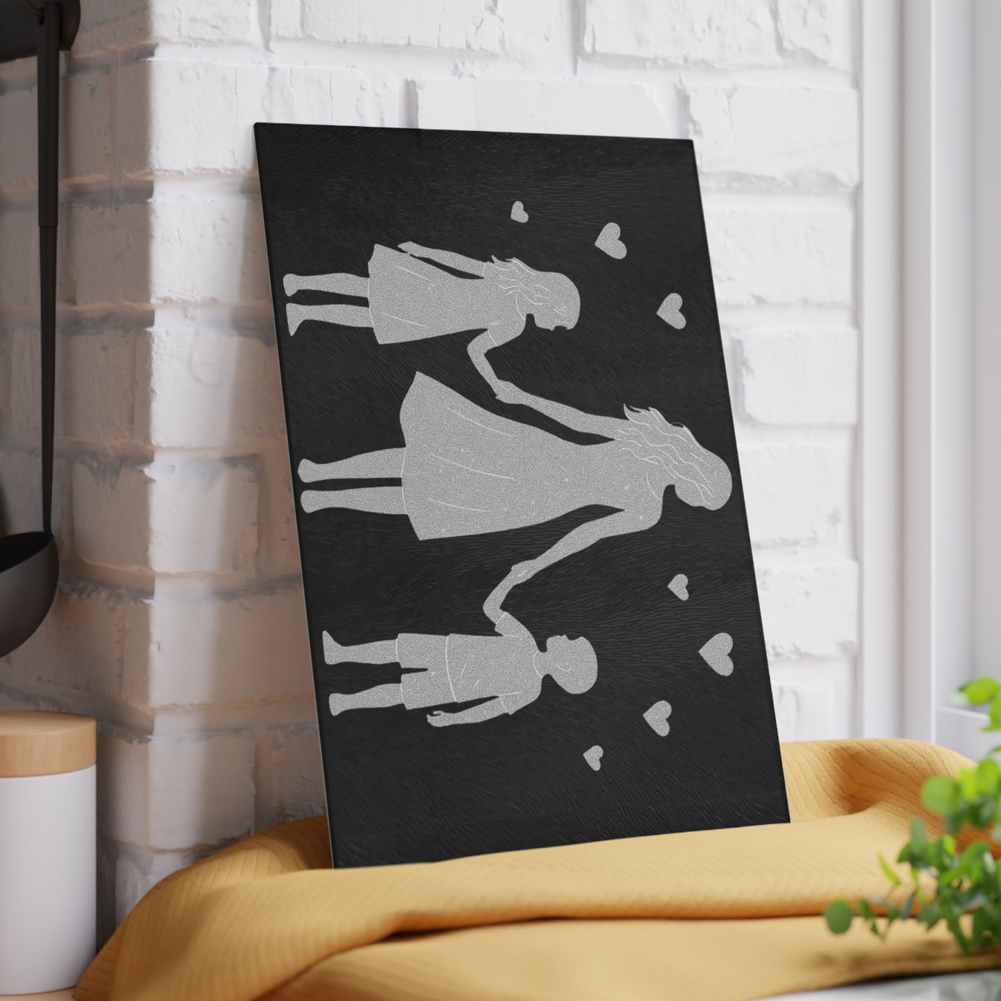 👩‍👧‍👦✨ Mother & Children Silhouette Cutting Board – A Timeless Family Keepsake 💖🌟