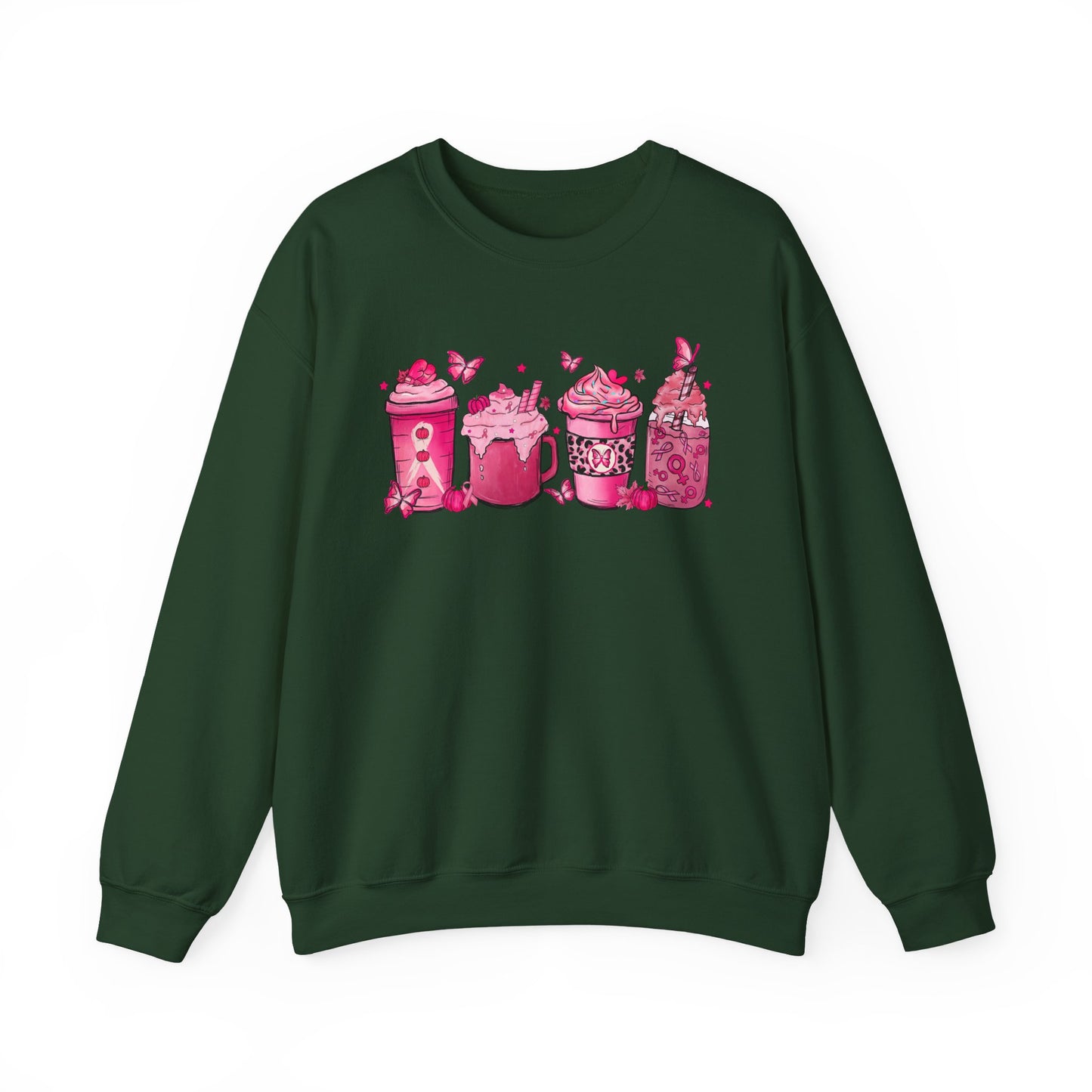 ☕🎀 Pink Awareness Drinks Sweatshirt – Breast Cancer Support Coffee Lovers
