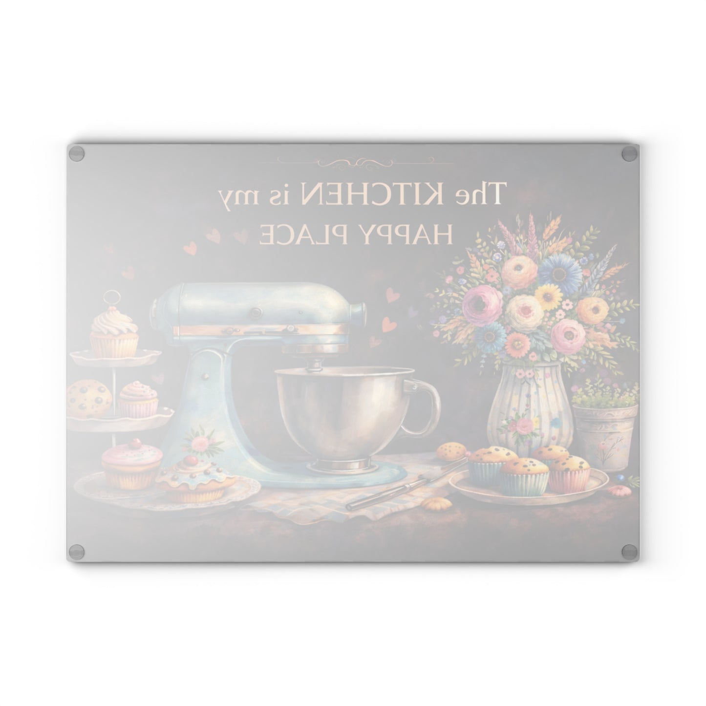 The Kitchen Is My Happy Place Glass Cutting Board – Baking Lover Kitchen Decor