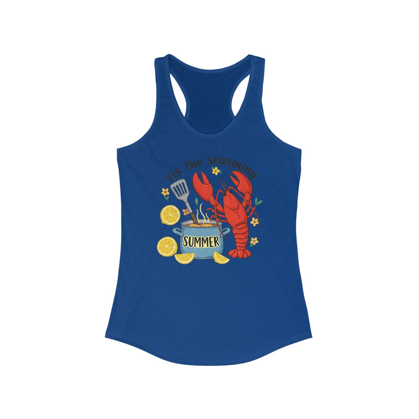Camiseta de tirantes con espalda nadadora "Tis the Seasoning": camiseta de verano con langosta hervida para mujer