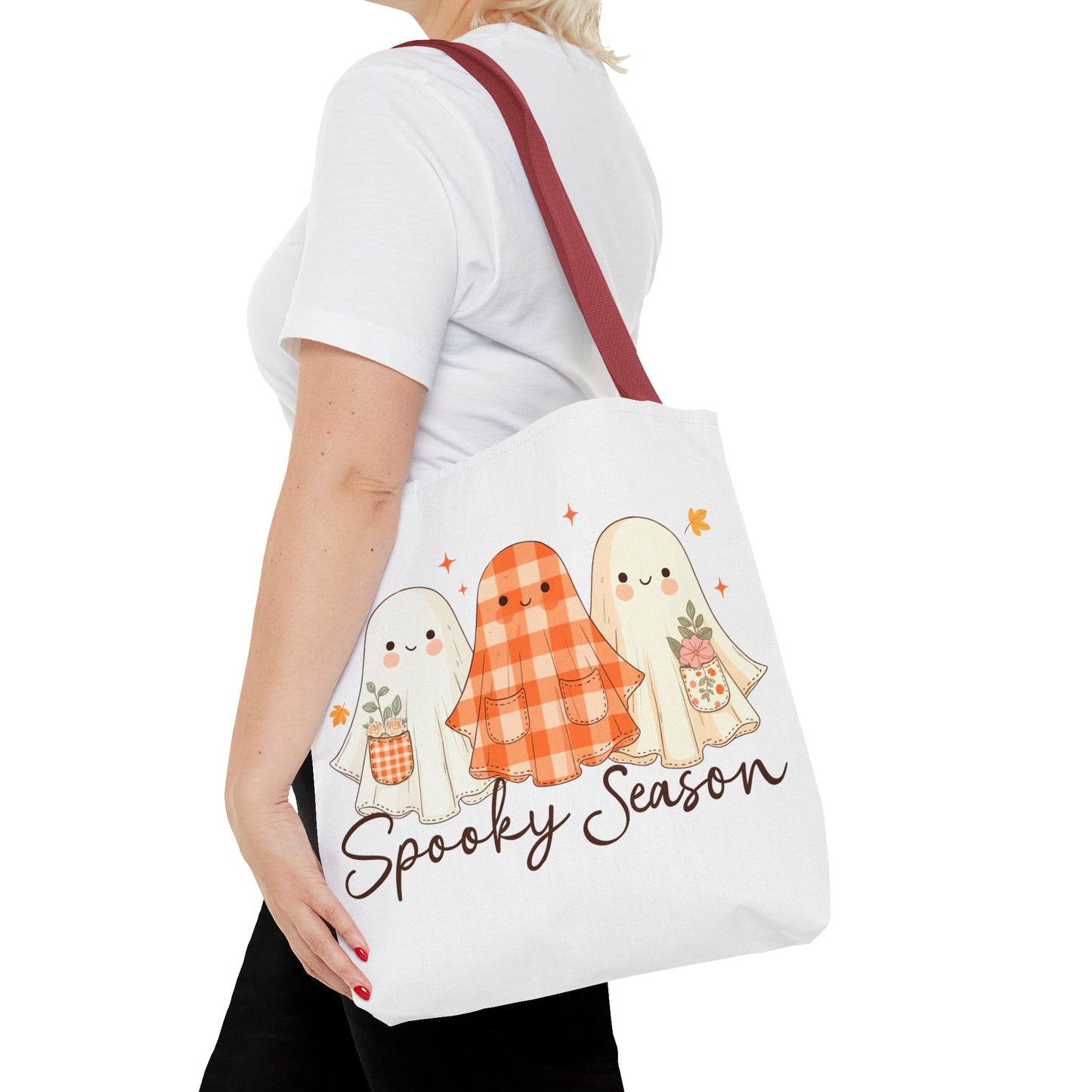 👻 Spooky Season Ghost Friends Tote Bag – Cozy Fall Vibes with a Cute Twist 🍂👜