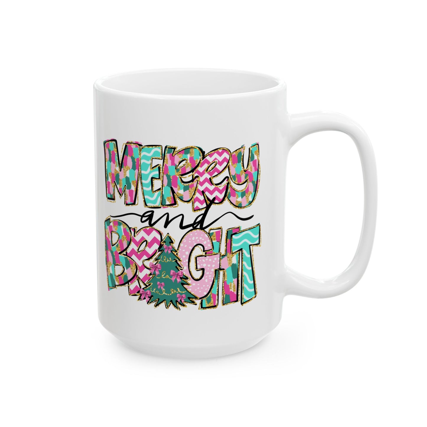 ☕ Merry and Bright Mug – Whimsical Colors & Holiday Cheer in Every Sip 🎄💖