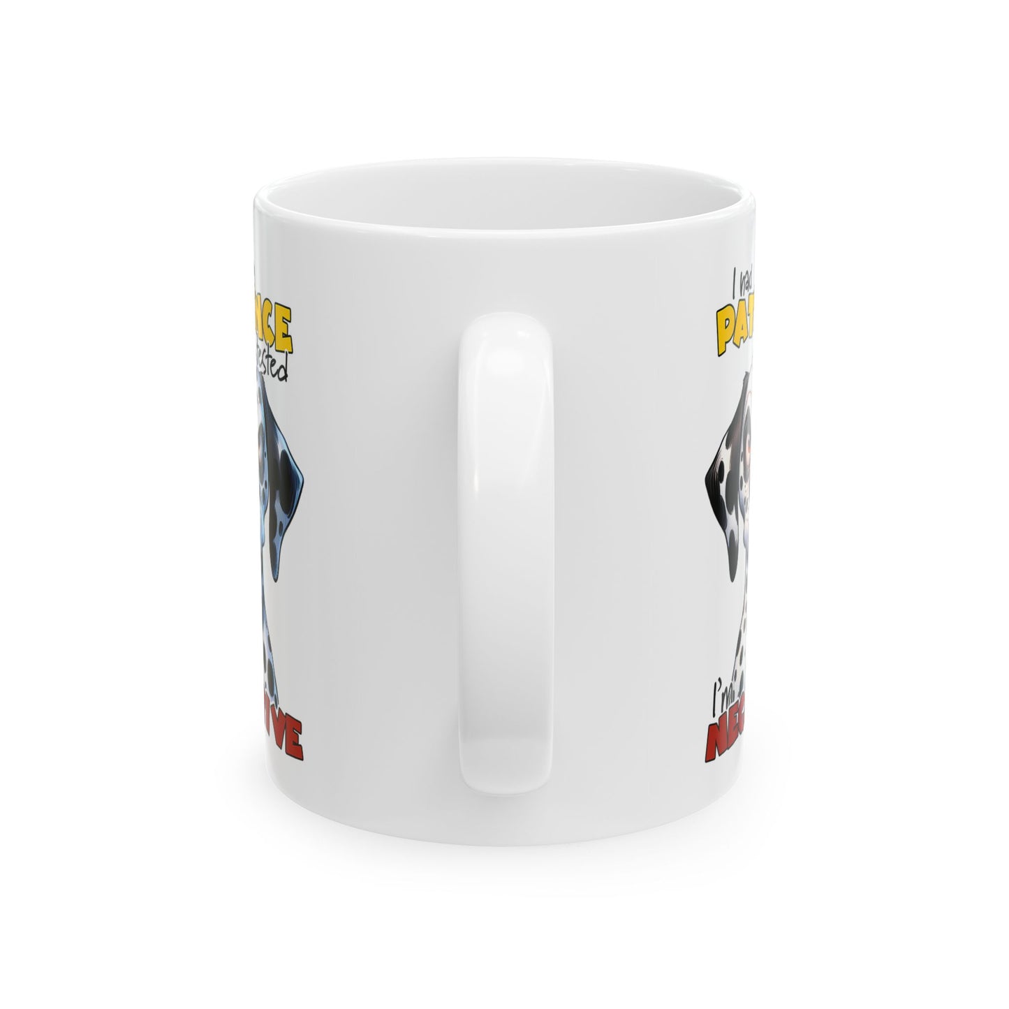 🐾 Puse a prueba mi paciencia – Soy negativo Taza divertida de dálmata ☕