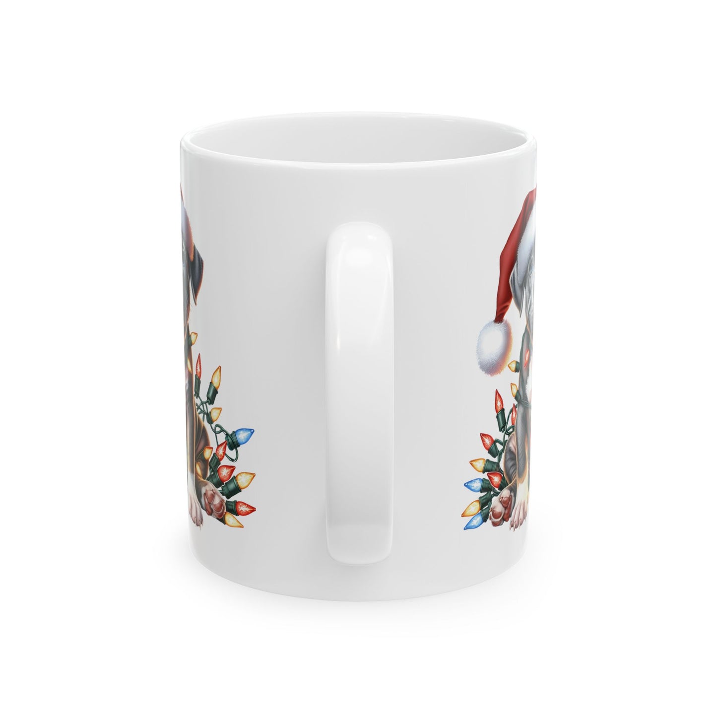 🎄 Pitbull Christmas Lights Mug – Holiday Cheer for Dog Lovers 🐾
