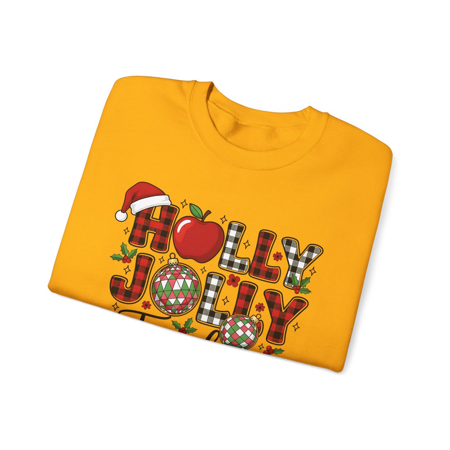 🍎✨ Holly Jolly Teacher Sweatshirt – Festive Classroom Cheer 🎄📚