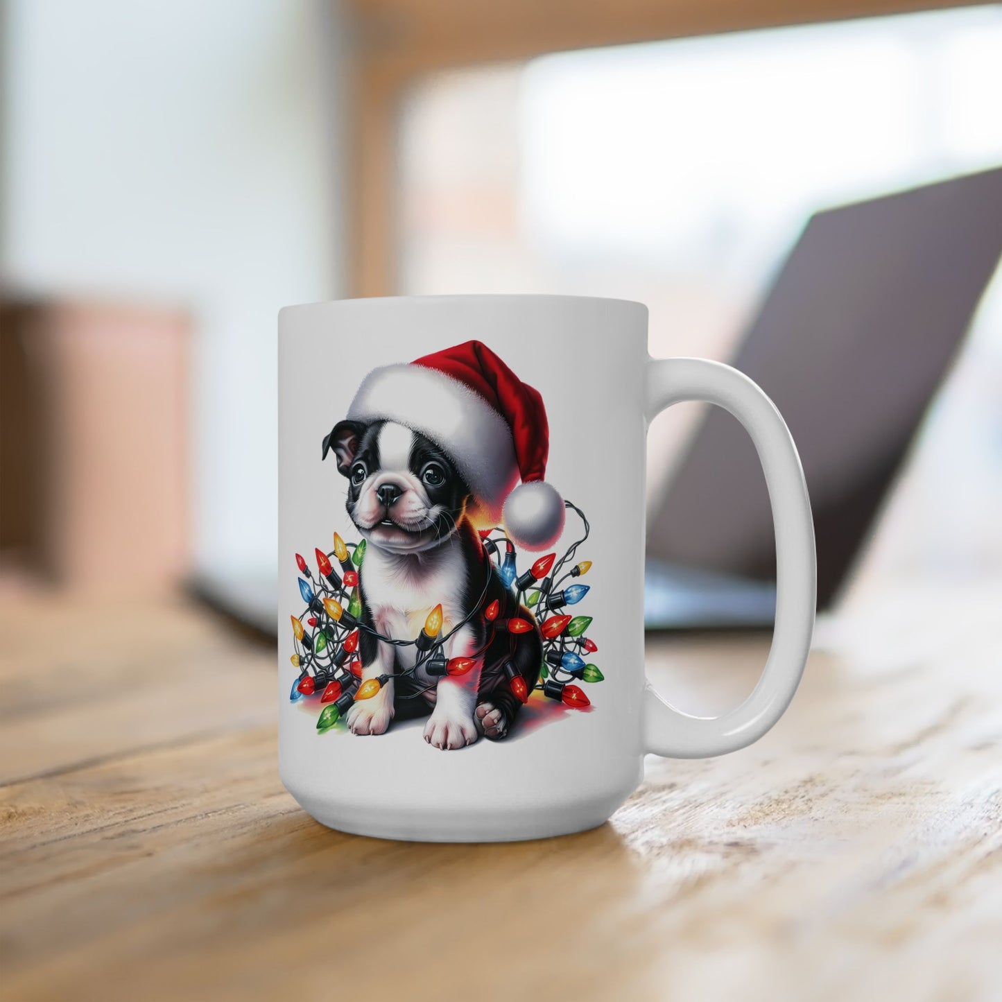 🎄 Boston Terrier Christmas Lights Mug – Adorable Holiday Cheer in Every Sip! 🐾