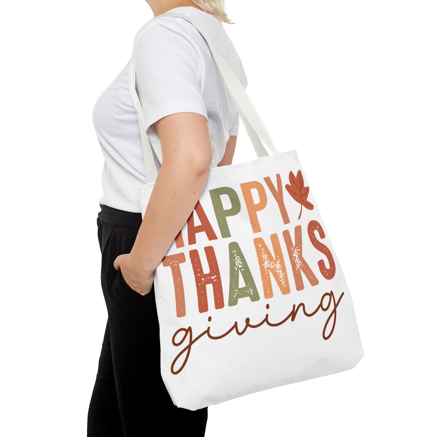 🍁 Rustic Happy Thanksgiving Tote Bag – Simple Charm for the Season 🍂🧡