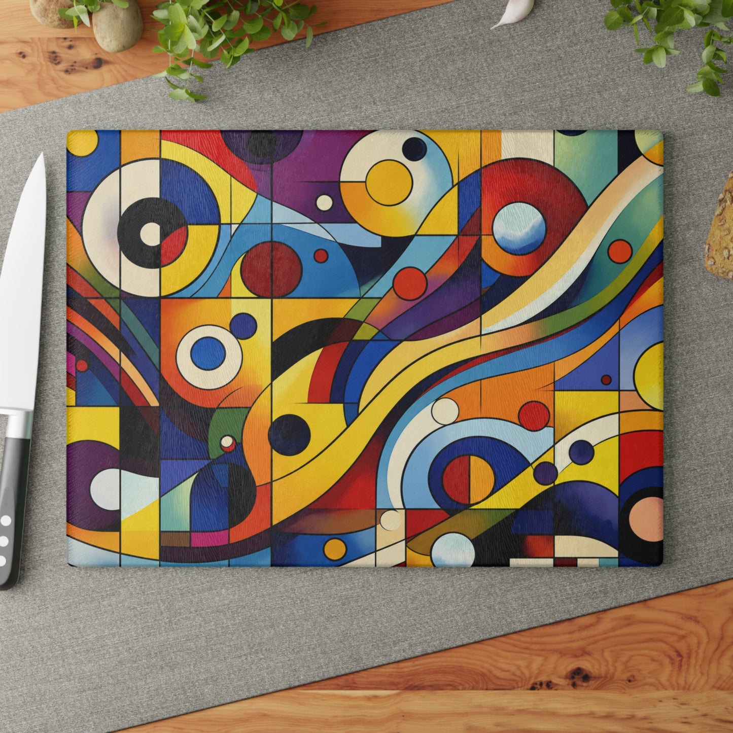 Modern Geometric Abstract Glass Cutting Board