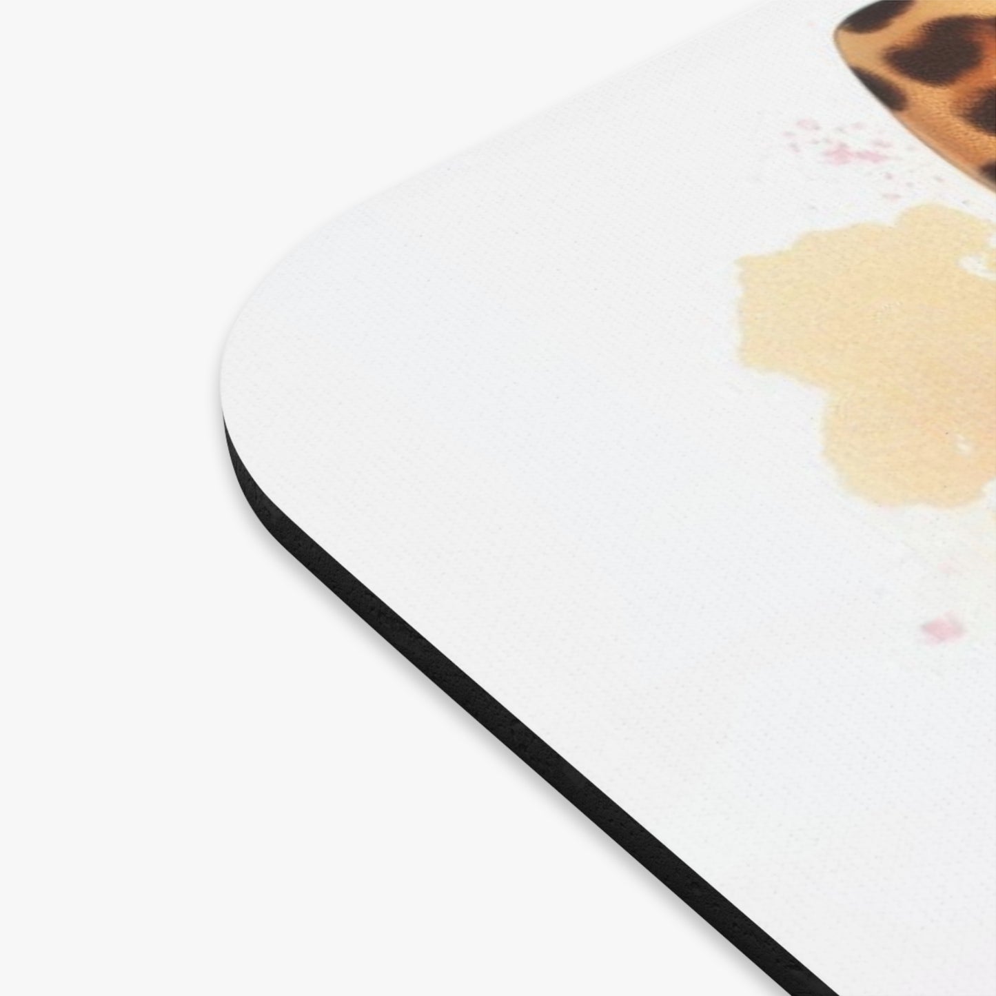 🖱️🐶🧋 Leopard Chic Pug Mouse Pad – Glasses, Bow & Iced Coffee