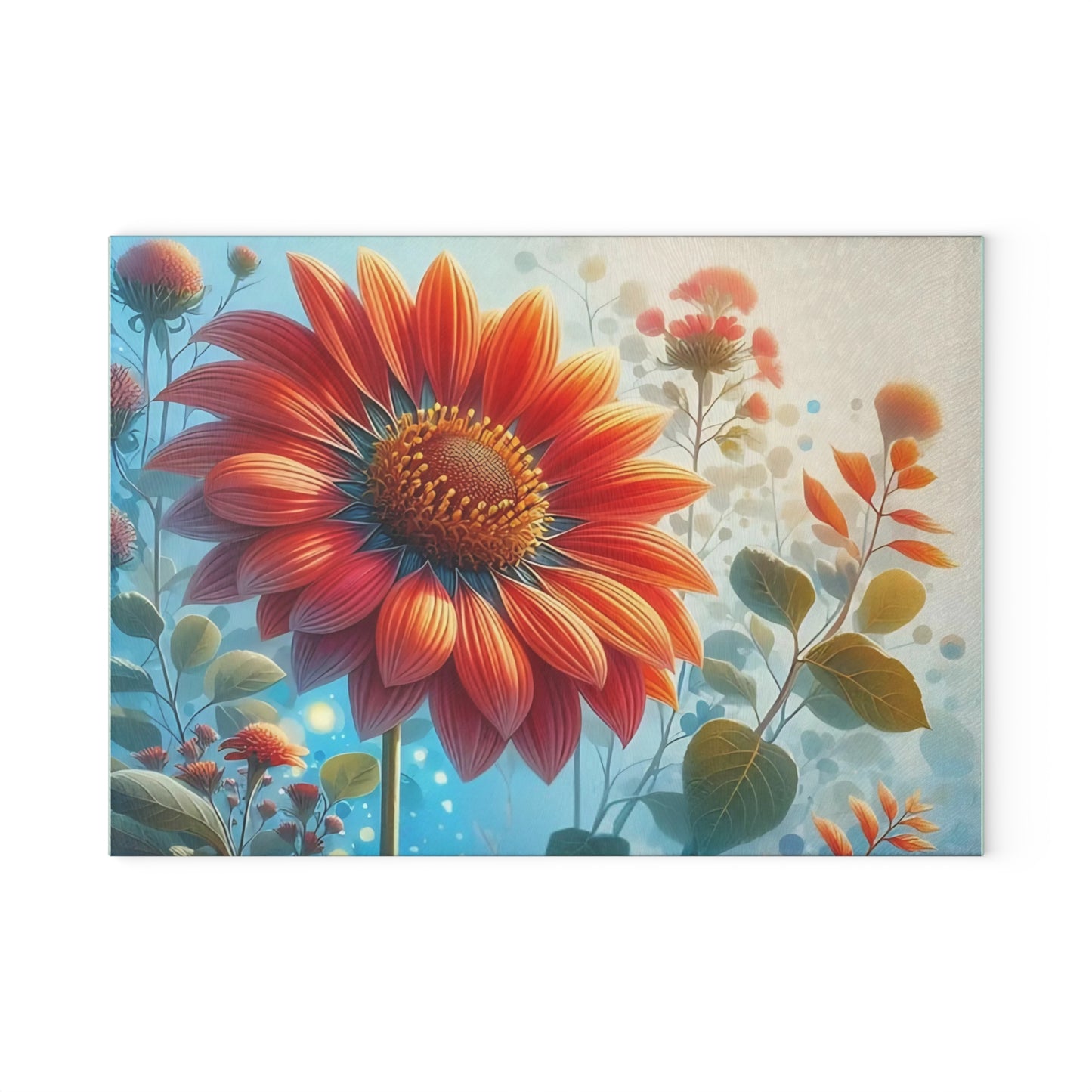 🌻 Bold Bloom – Tabla de cortar de vidrio con diseño de girasol vibrante