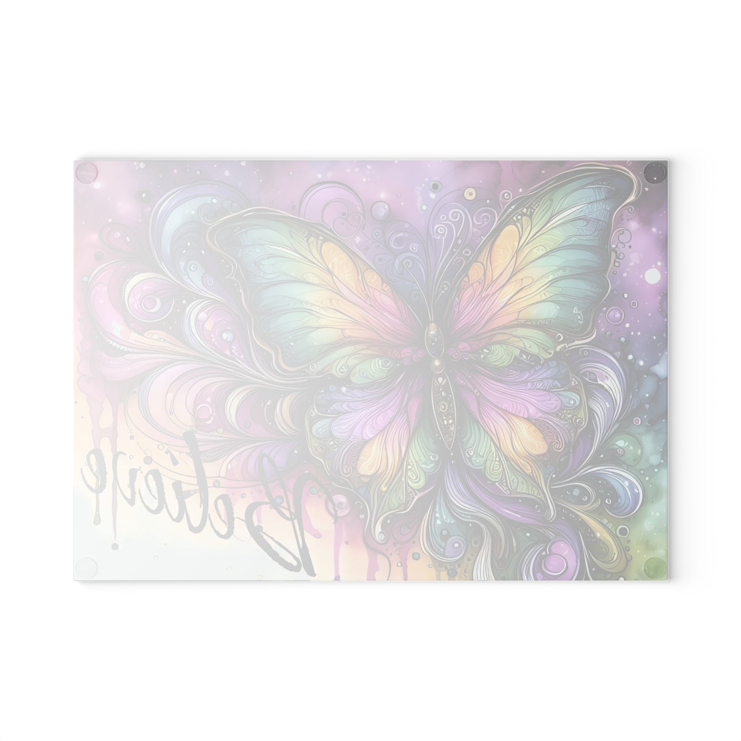 Tabla de cortar de vidrio templado "Believe" Butterfly