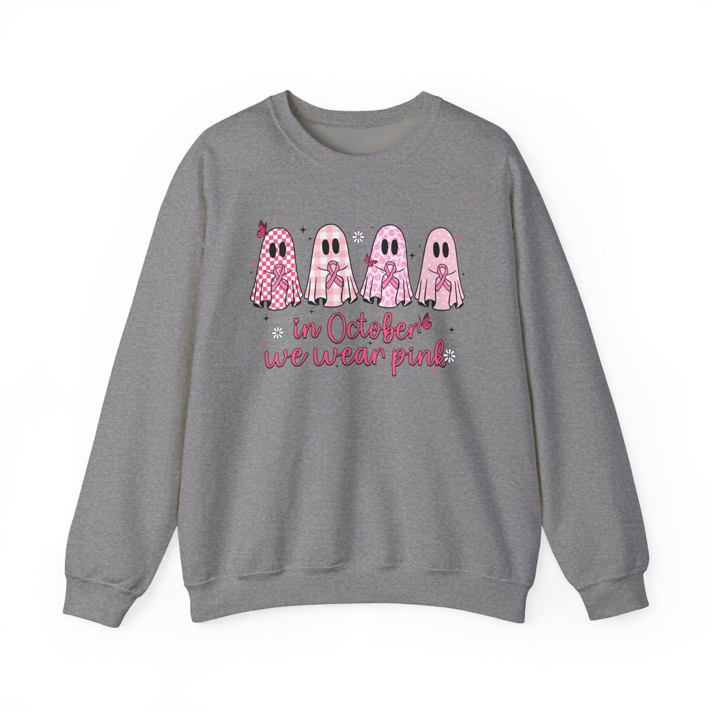 🎀👻 In October We Wear Pink Sweatshirt – Breast Cancer Awareness Halloween Ghosts