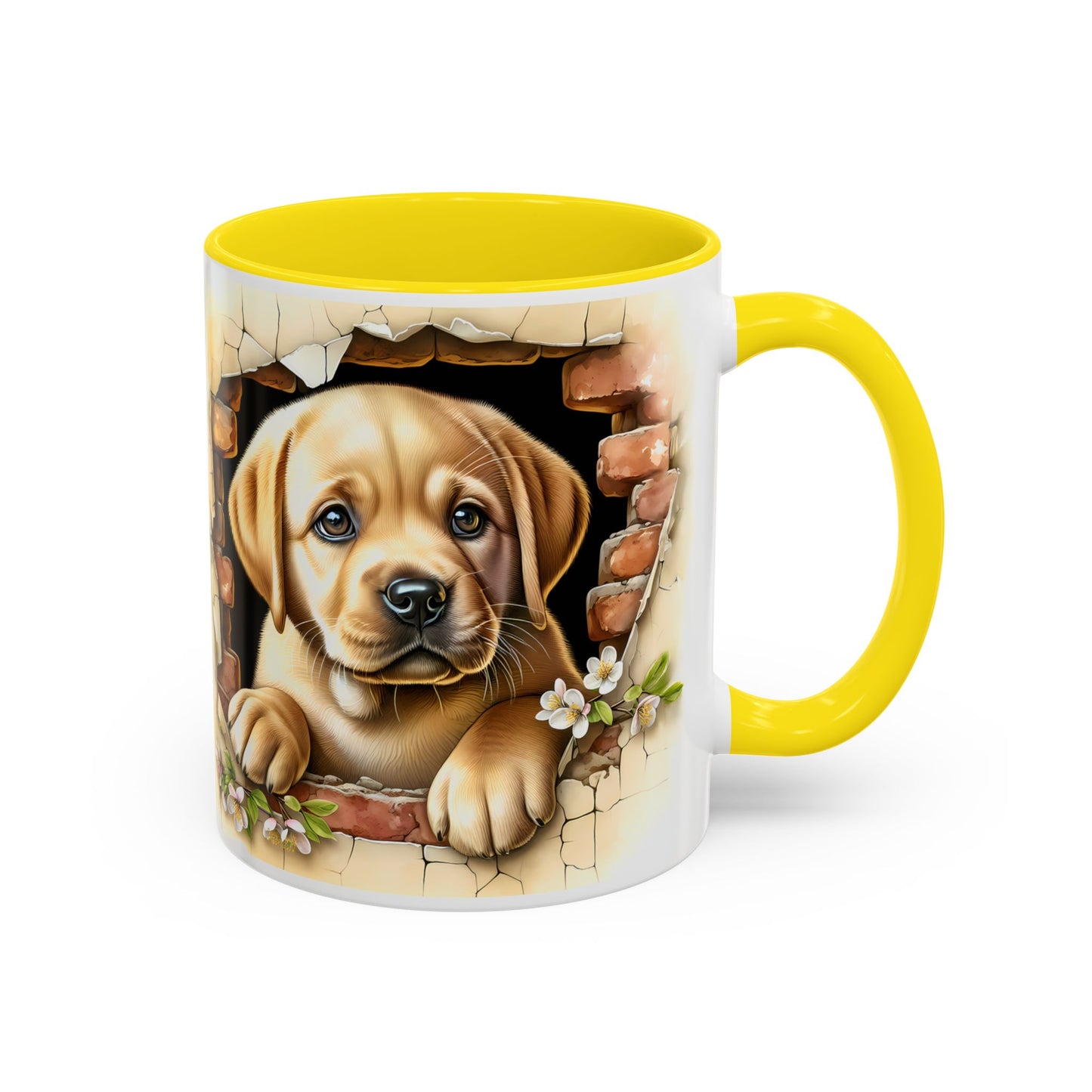 🐶☕ Labrador Puppy Peek Accent Mug – Sweet Yellow Lab Lover Gift ✨💛