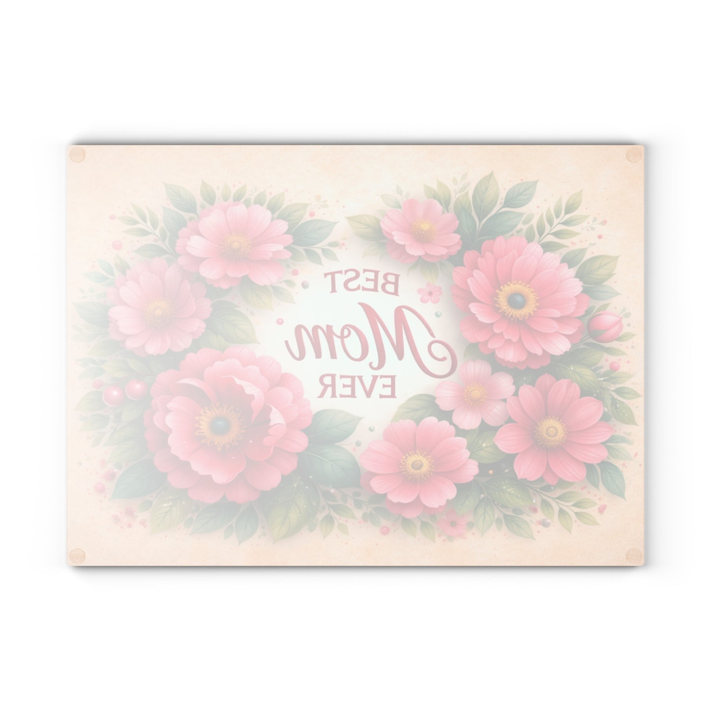 Best Mom Ever Floral Glass Cutting Board – Elegant Kitchen Gift for Her