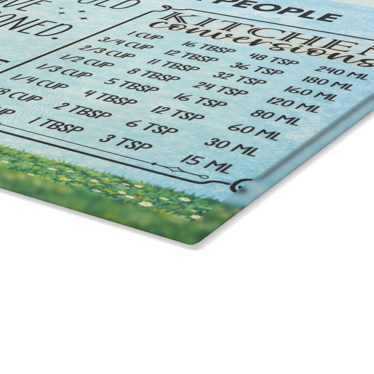 I’ve Cooked for People Glass Cutting Board – Funny Grandma Kitchen Art with Conversion Chart