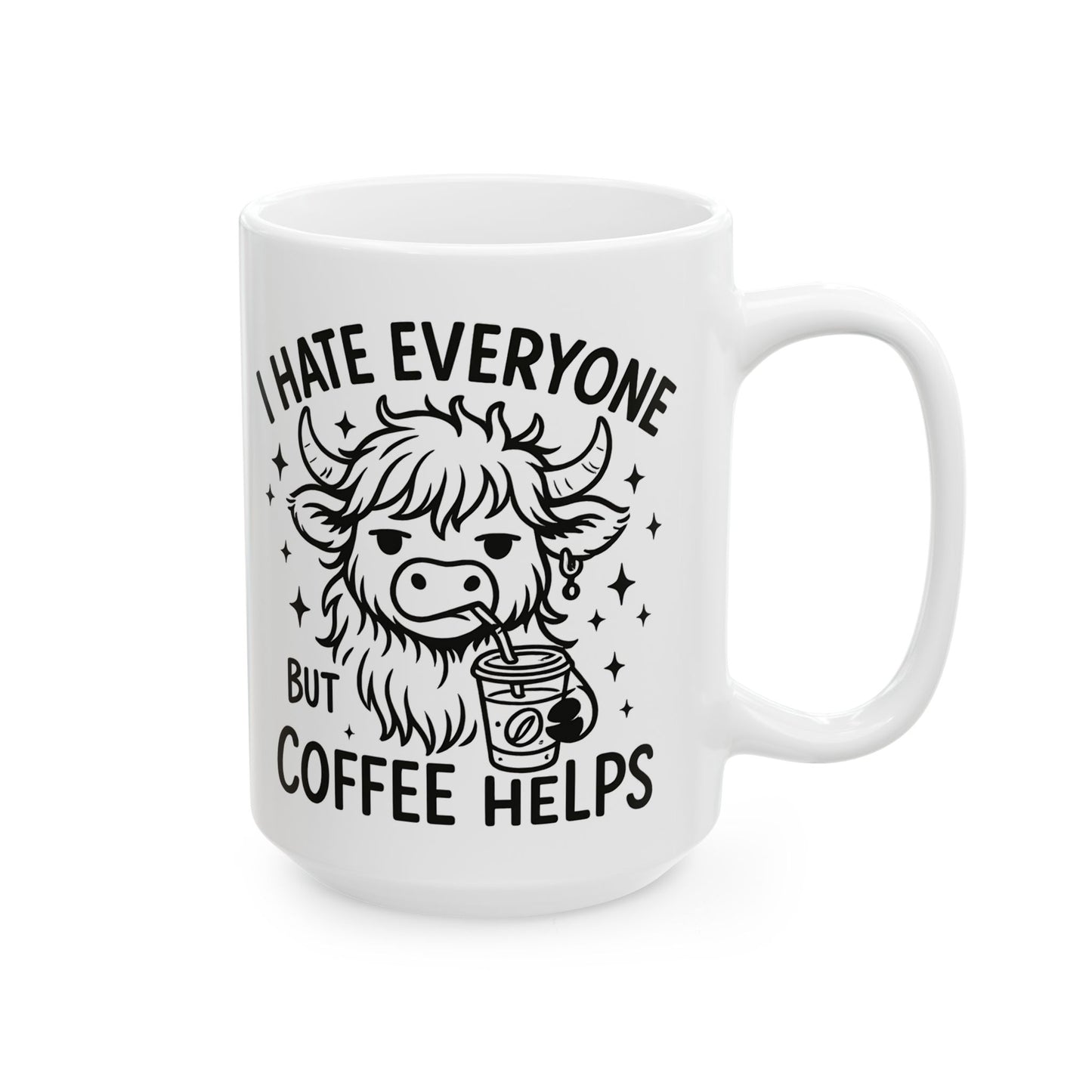 Taza de Vaca Gruñona – “Odio a todos, pero el café ayuda” ☕