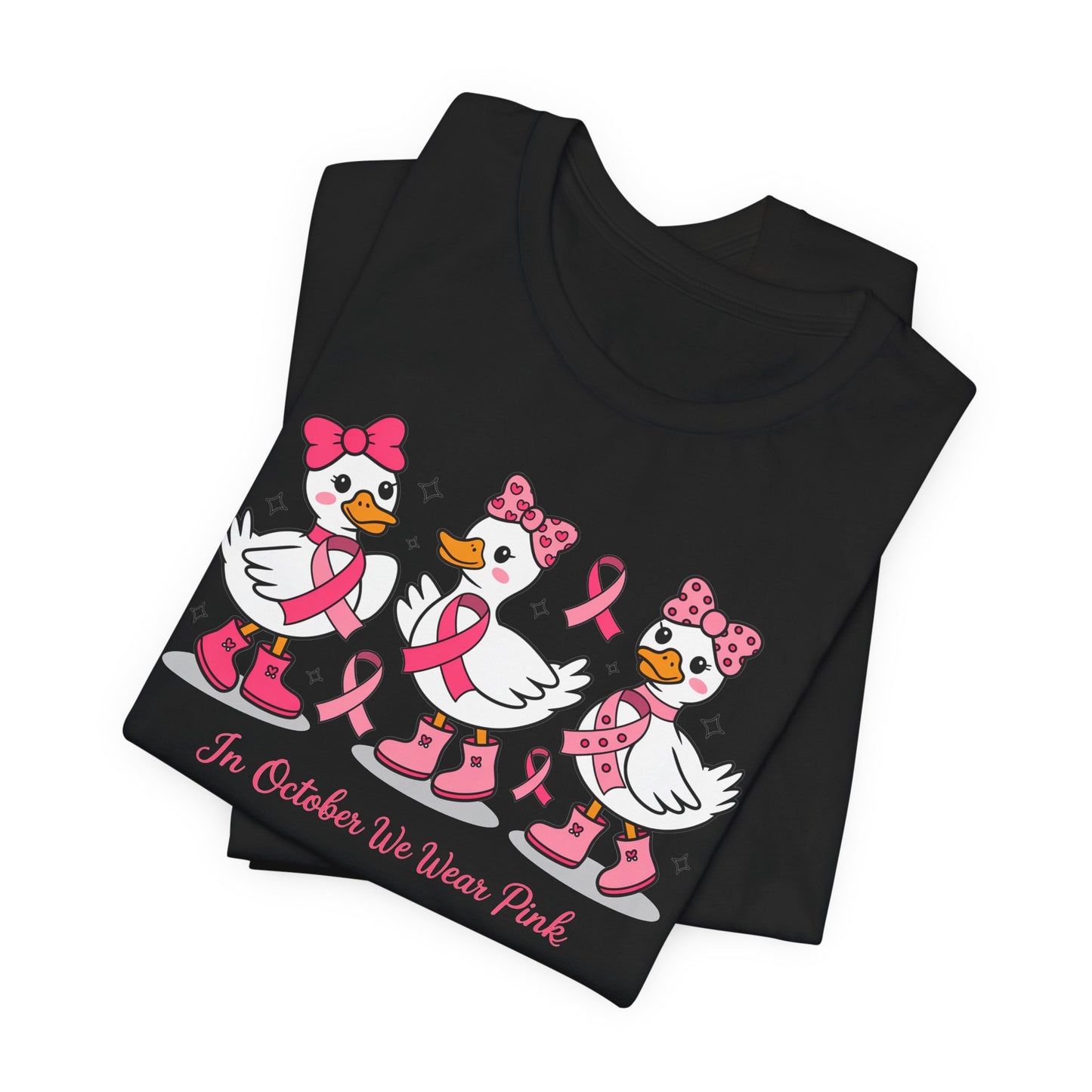 🎀🦆 In October We Wear Pink Duck T-Shirt – Cute Breast Cancer Awareness Tee 💖✨
