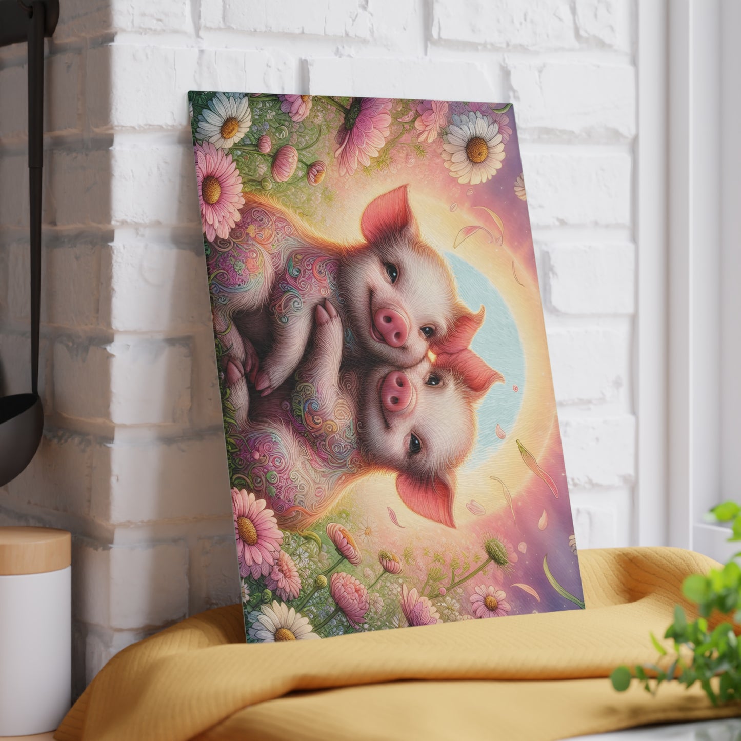 🐷🌸 Piglet Pals Cutting Board – Whimsical Farmhouse Charm for Your Kitchen 🌞