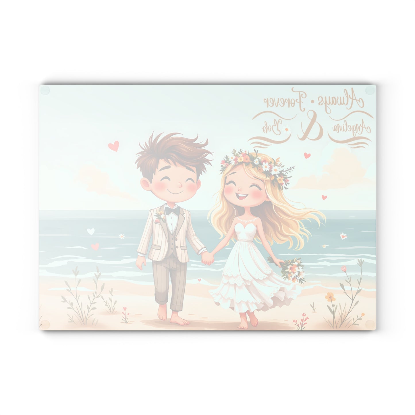 🏖️ Beach Wedding Couple Cutting Board – Personalized “Always & Forever” Keepsake for Newlyweds