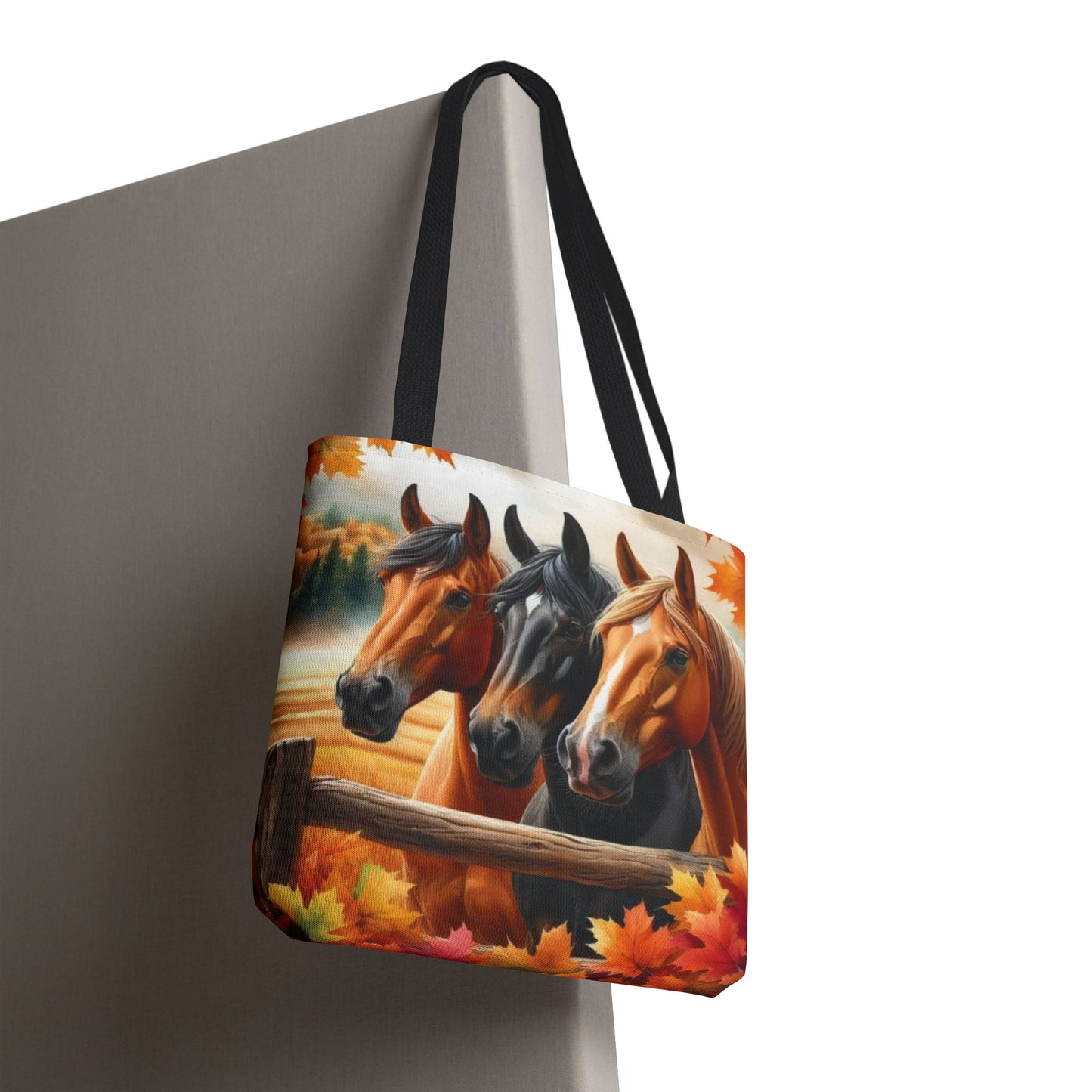 🐴 Autumn Horse Trio Tote Bag – Rustic, Stylish & Practical 🍂
