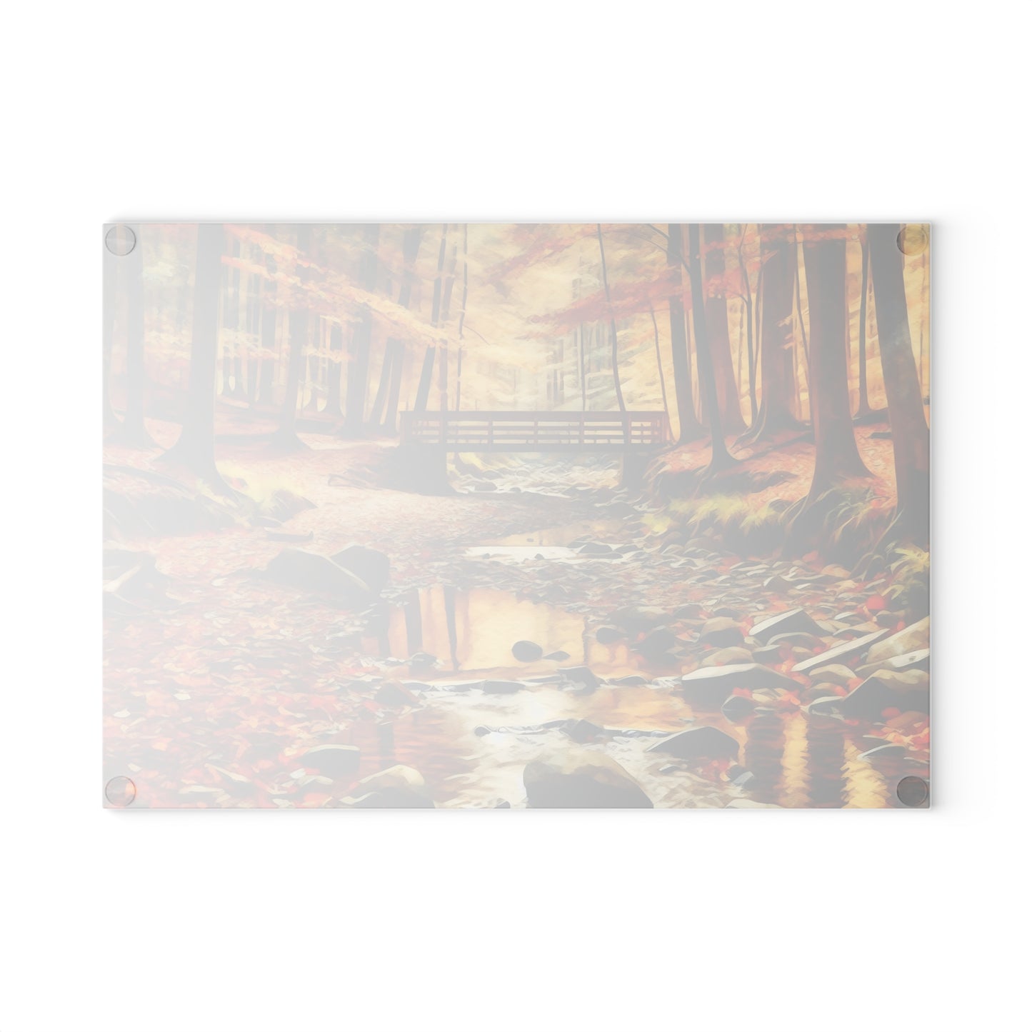 🌉🍁 Autumn Forest Bridge Cutting Board – Tranquil Trails & Fall Reflections for Your Kitchen