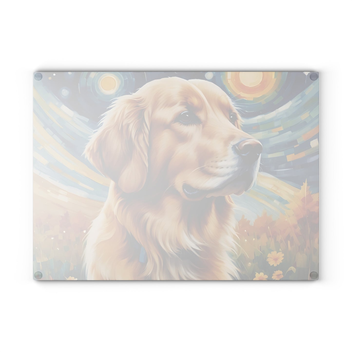 🌌 Golden Retriever Starry Night Cutting Board – Whimsical Art for Dog Lovers 🐕