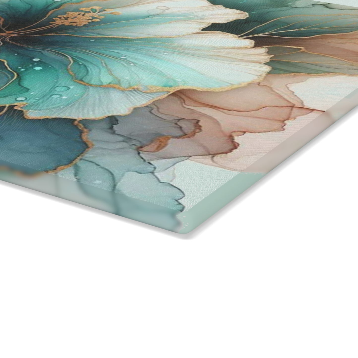 🌸✨ Teal Bloom Elegance Cutting Board – Watercolor Floral Kitchen Art ✨🌸