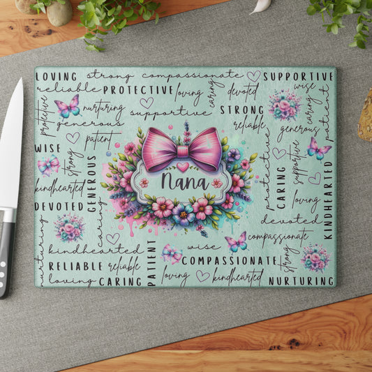 🎀🌸 Nana Bow Cutting Board – Inspirational Floral Beauty for Your Kitchen 🦋💖