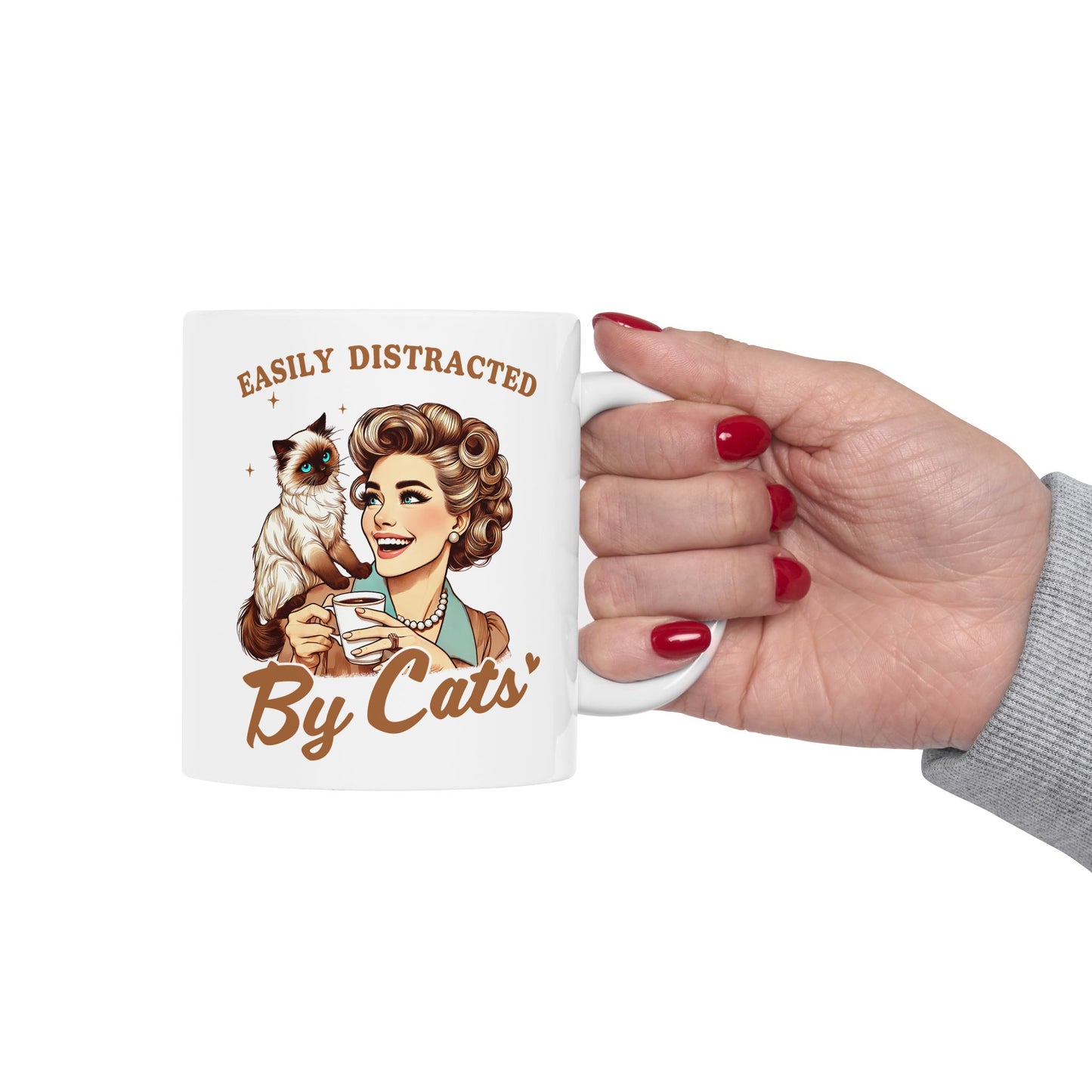 🐱 Easily Distracted By Cats Mug – Purrfectly Charming for Cat Lovers ☕