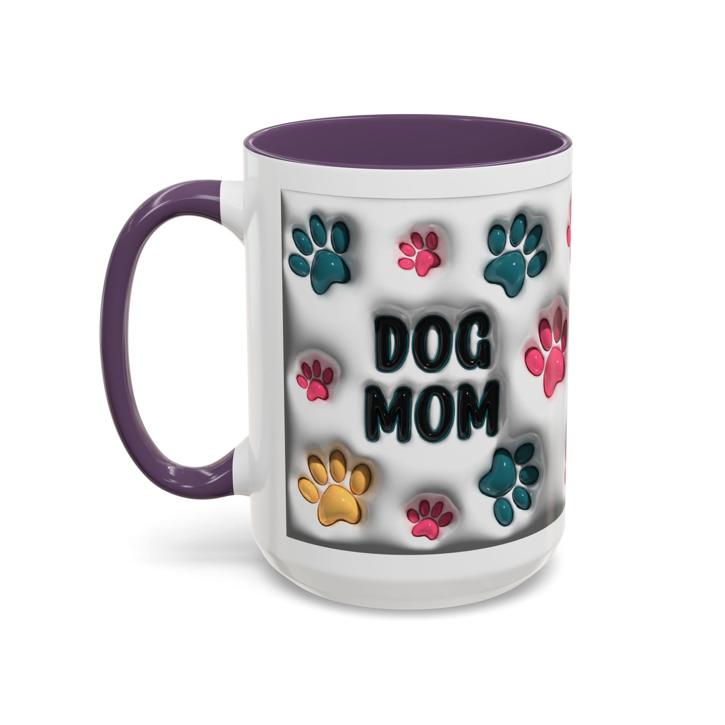 Dog Mom Accent Mug – Colorful Paw Print Cup for Proud Pet Parents