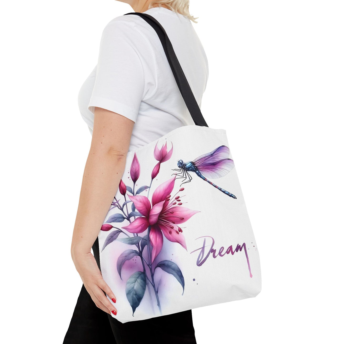 Bolso tote floral "Dream" con detalle de libélula: un bolso de mano inspirador y elegante