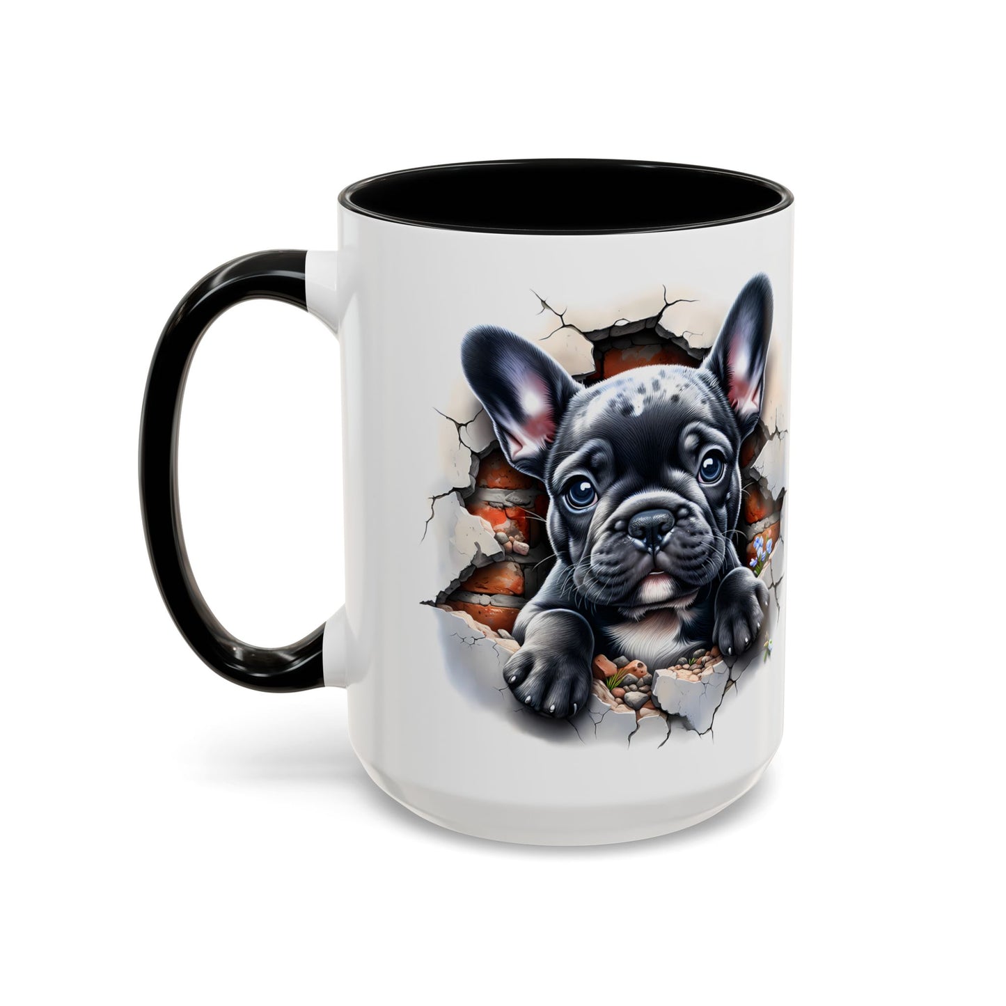 🐾🖤 Black French Bulldog Puppy Accent Mug – Cute Peek-Through Cup for Dog Lovers ☕✨