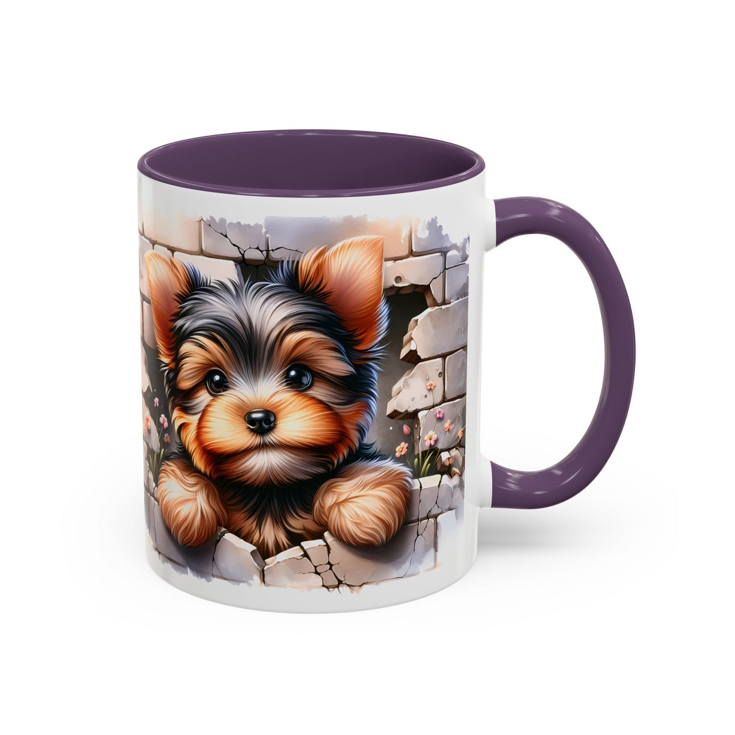🎀🐶 Yorkie Puppy Accent Mug – Cute Peek-Through Dog Design for Animal Lovers ☕💖