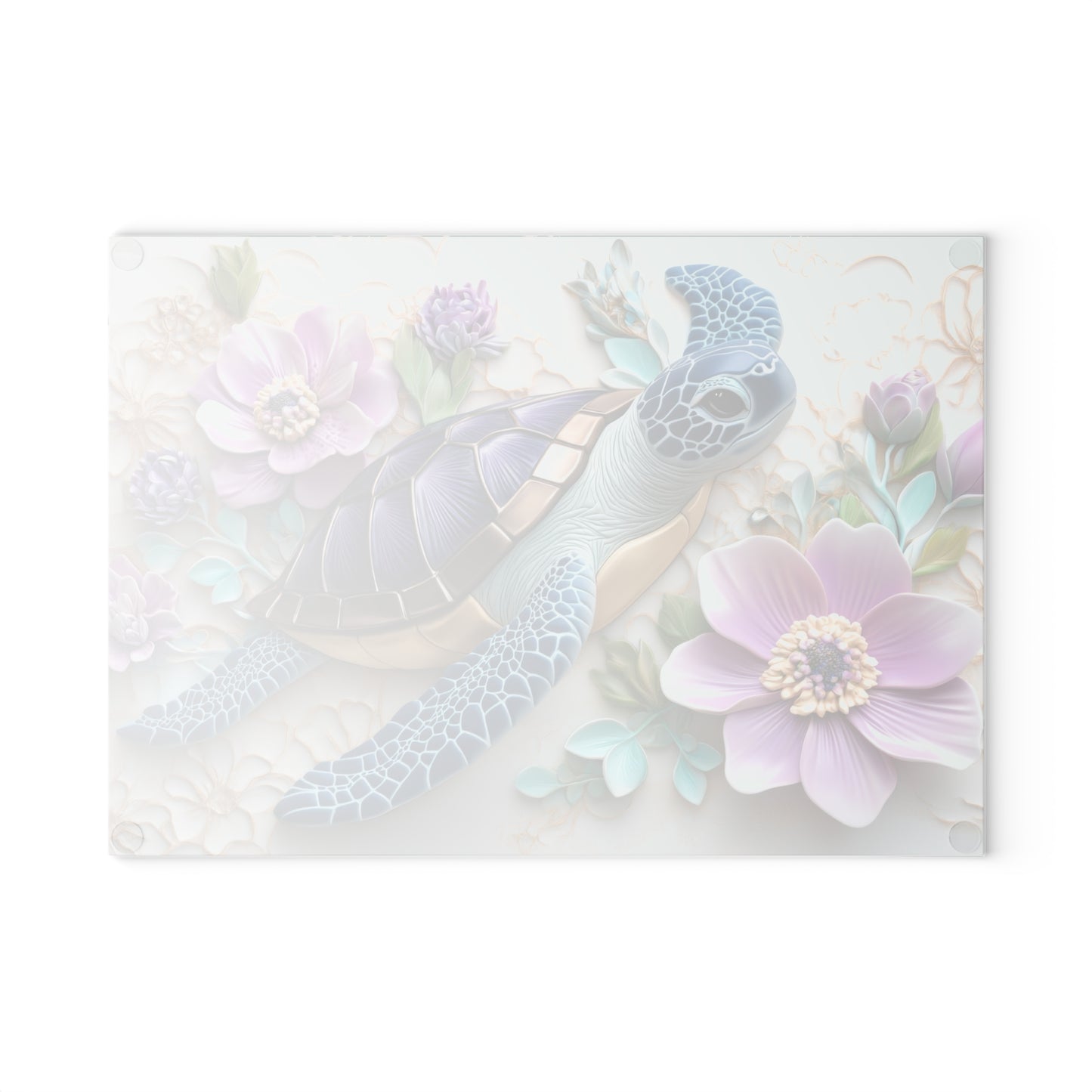 🐢 Floral Sea Turtle Cutting Board – Ocean Beauty Meets Botanical Elegance