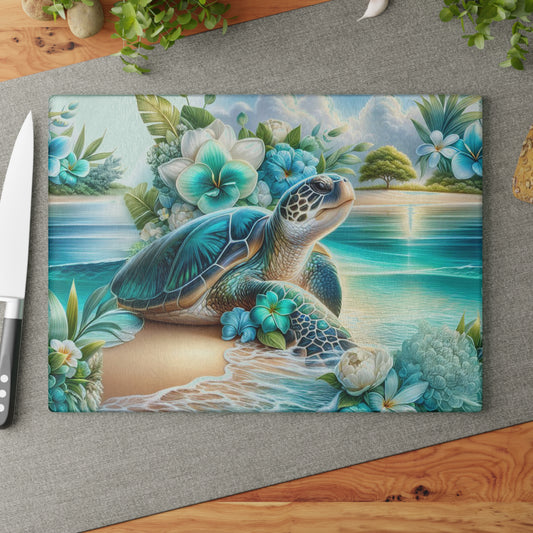 🐢 Tropical Sea Turtle Cutting Board – Coastal Tranquility for Your Kitchen